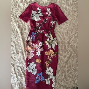ASOS Burgundy Floral Midi Dress